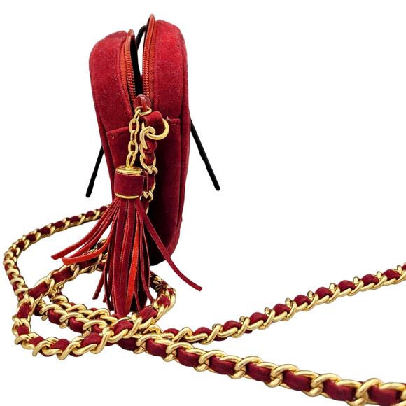 Lord & Taylor Red Velvet Gold Chain/Fabric Shoulder-Strap Great Christmas Purse - Picture 7 of 7